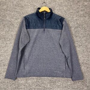 Eddie Bauer Mens 1/4 Zip Pullover Sweater Medium Blue Mock Neck Pockets